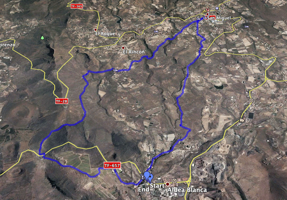 Track der Rundwanderung von Aldea Blanca über San Miguel