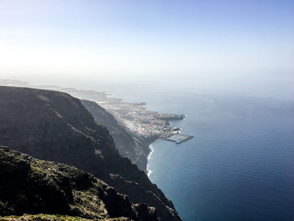 view from the rock gate El Bujero to Los Gigantes