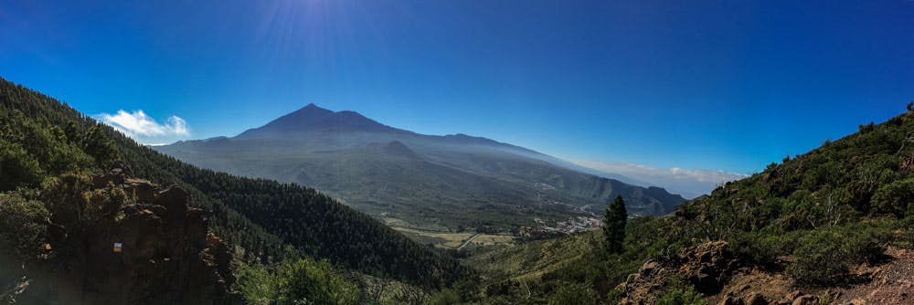 Panorama view to Teide high over Santiago del Teide