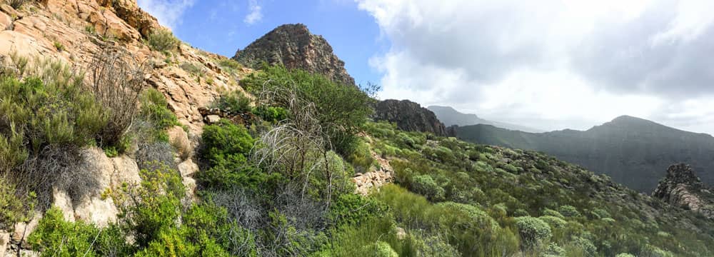 Panorama view from the plateau direction Risco Blanco