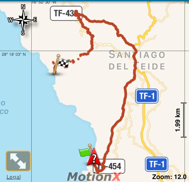 track of the whole roundtrip from Los Gigantes to Masca