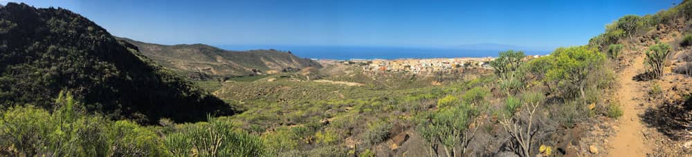 Panorama hiking trail and landscape over Adeje