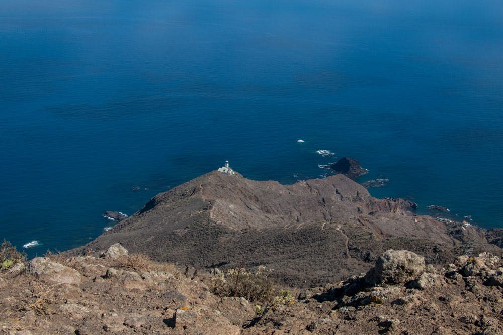 View from Montaña Tafada to the lighthouse Faro de Anaga