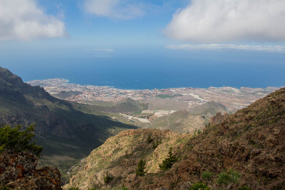 view Roque de los Brezos on the southern coastline of Tenerife