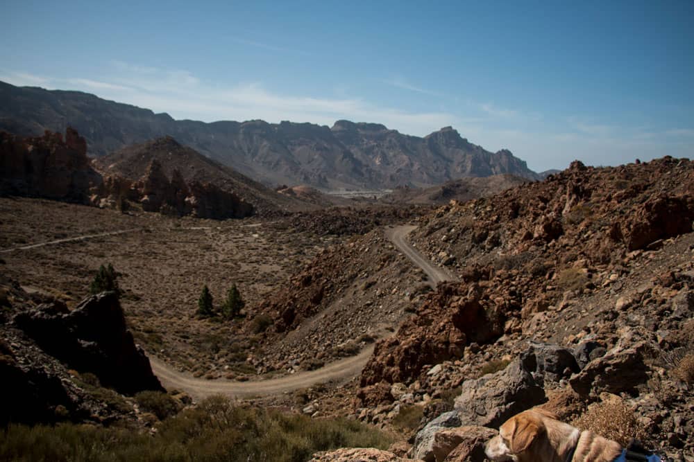 Hiking on wide serpentines in the direction of Parador