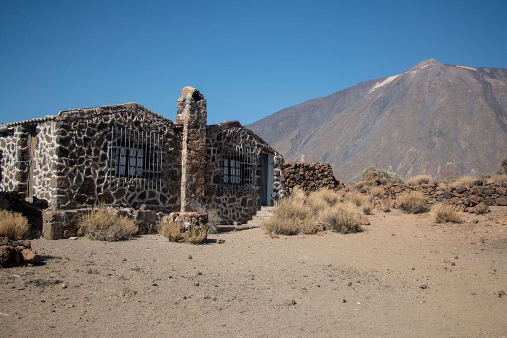 The former abandoned houses in the caldera, demolished in 2021