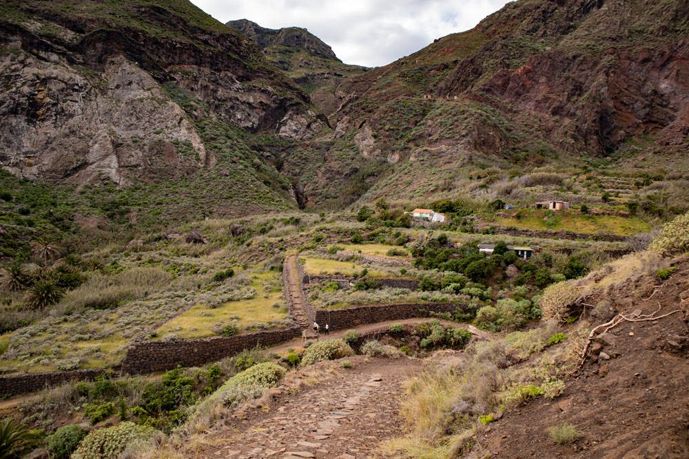 hiking path to the lighthouse and view back to the Barranco of Chamorga
