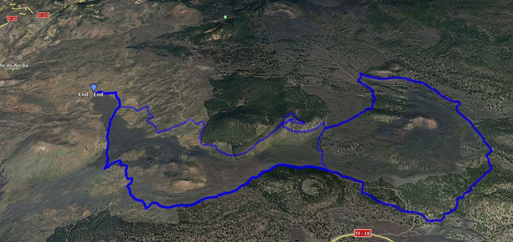 Track Los Partidos, Chinyero circular and visit of Montaña de la Cruz