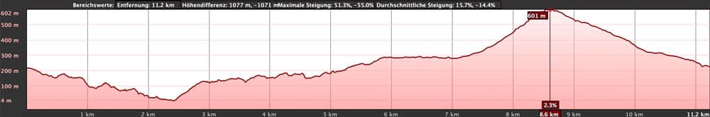 elevation profile circular hike Afur - Tamadiste - Taganana - Afur