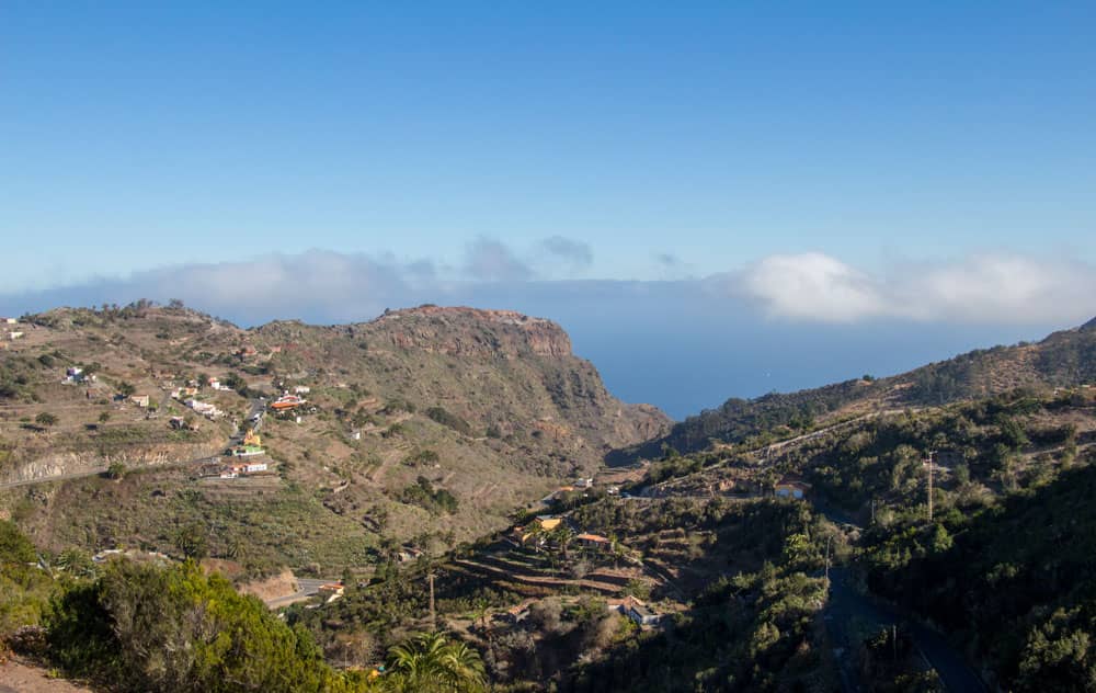 View back - hights and mountain villages - north of La Gomera