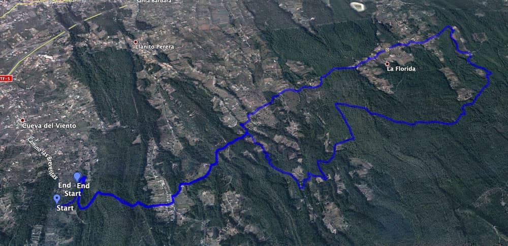 Track circular hike close to the Cueva del Viento around La Florida