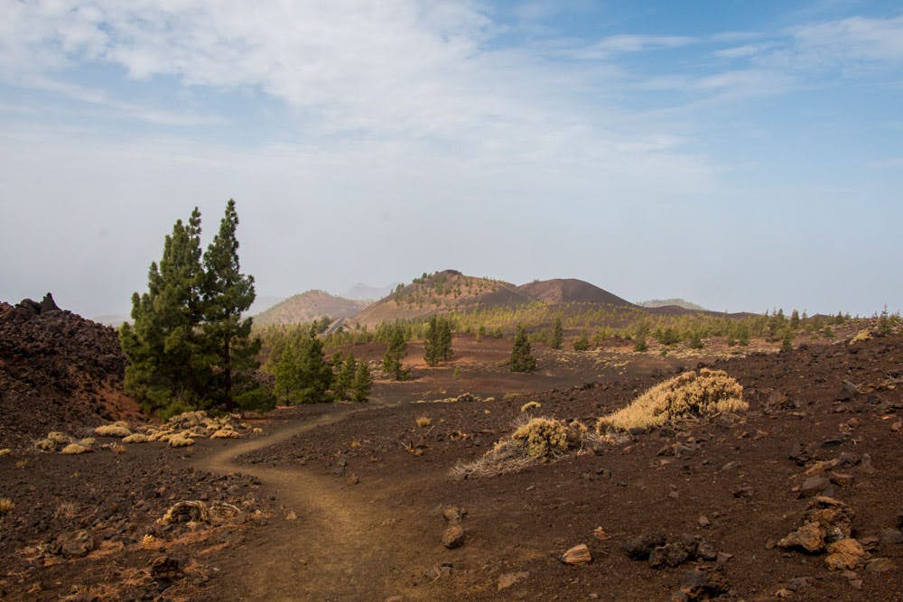 Hiking trail over lava slag