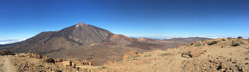 Panorama view from the top of Guajara to Teide