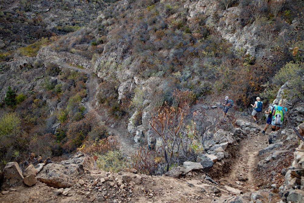 Barranco Pozo - Barranco del Achacay - hikers on the way close to El Jaral