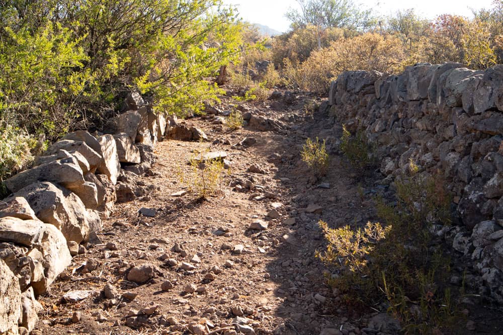 hiking trail on the ridge between walls