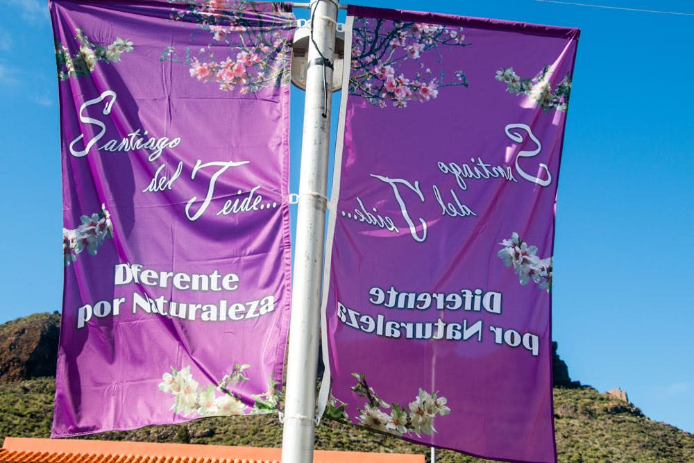 Flag in Santiago del Teide for the almond blossom festival