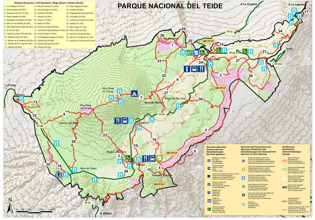 hiking map Teide National Parc