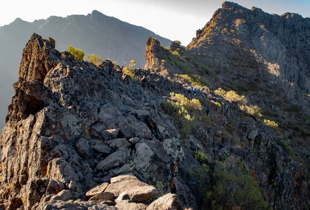 on small stony pathways along the ridge and sloops