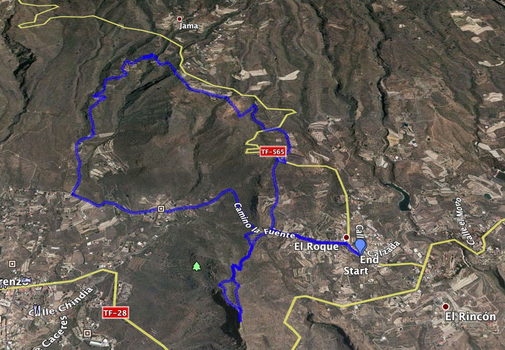 Track of the Circular Walk Roque del Jama
