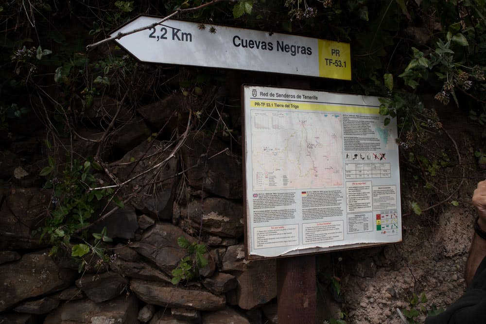 Hinweis auf den Wanderweg PR TF-53.1 zu den Cuevas Negras