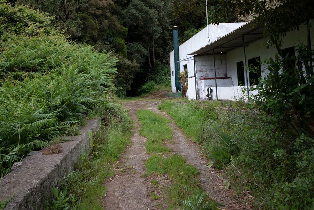 Hiking trail along an old station house