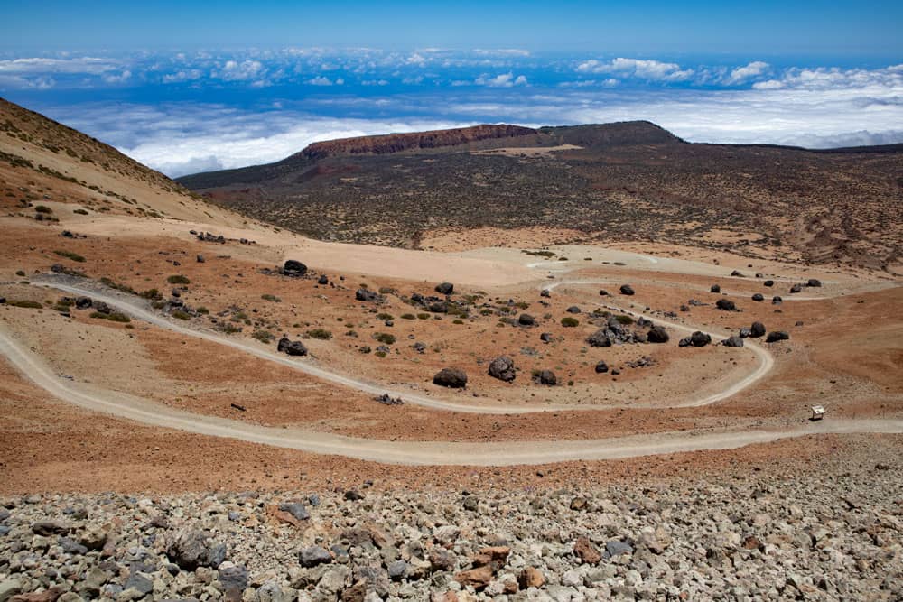 Serpentinenweg und Fortaleza im Hintergrund