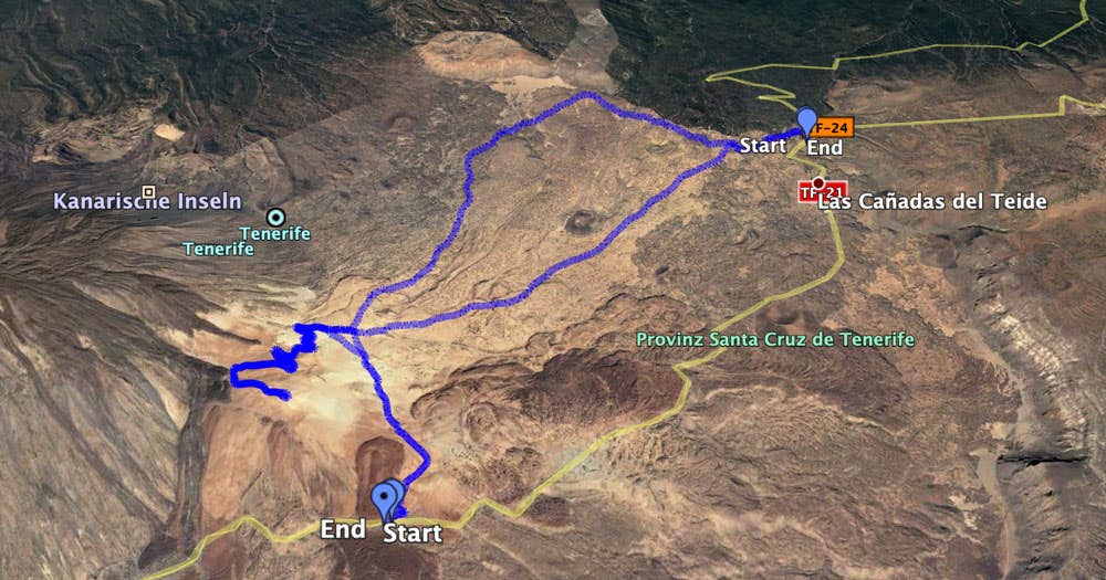 Tracks Montaña Blanca short hike on trail 7 and circular from El Portillo