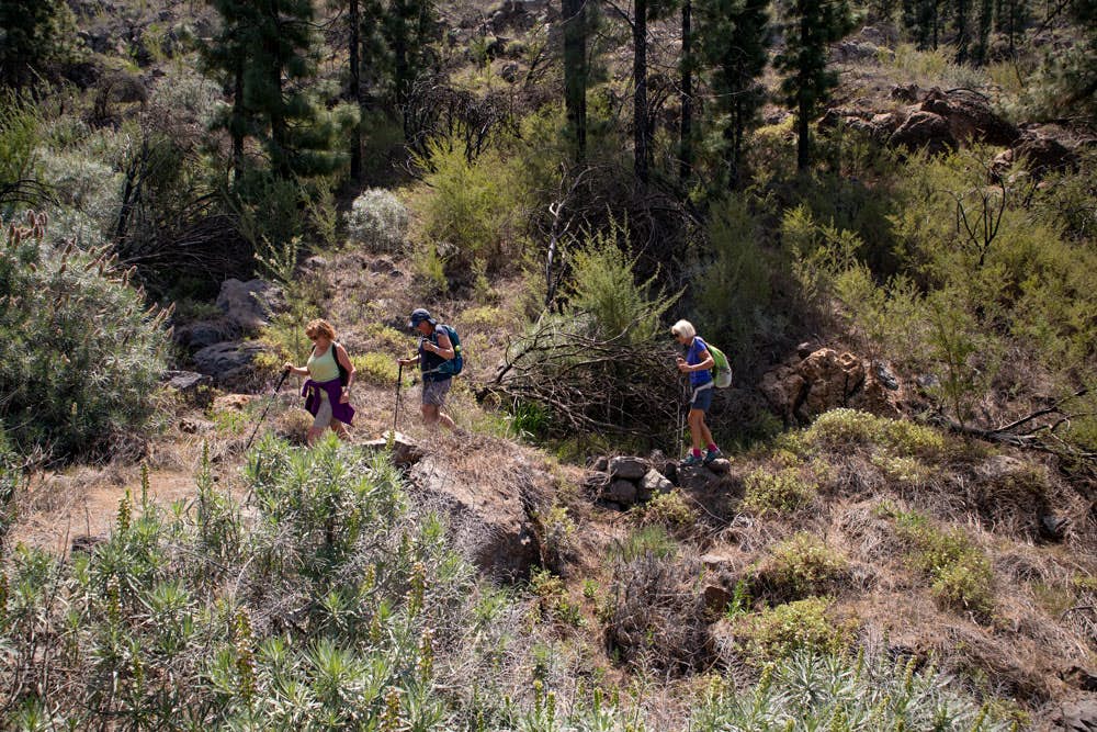 Hikers on the way back towards Montaña de Chasogo