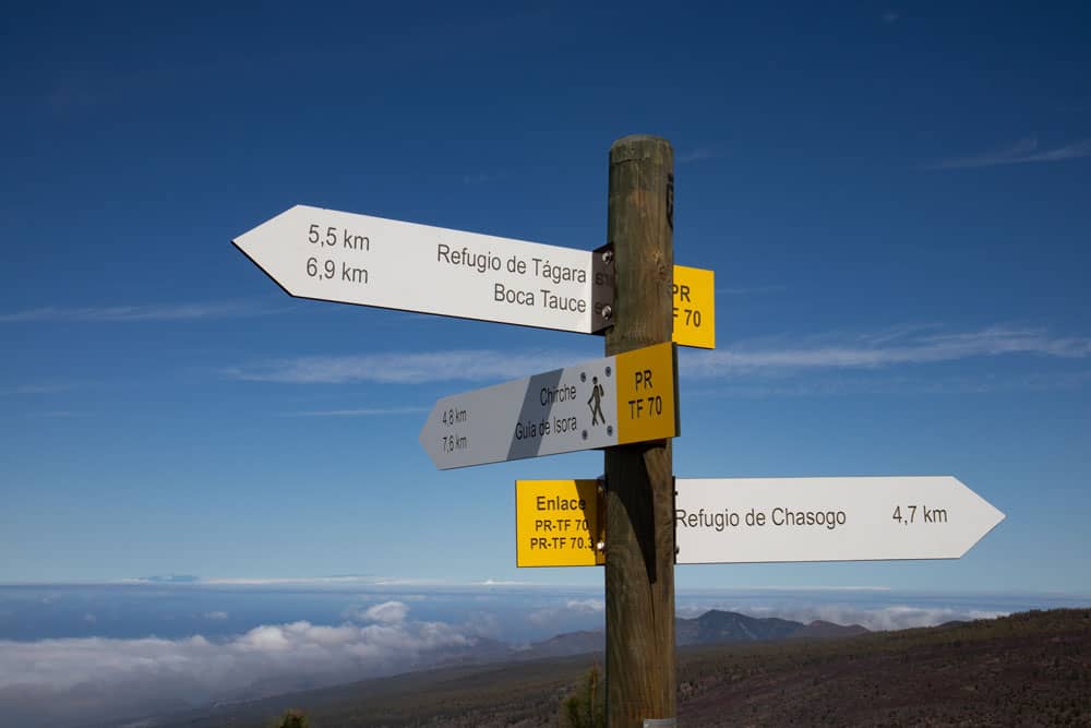 Hiking crossroads - descent to Chirche TF 70