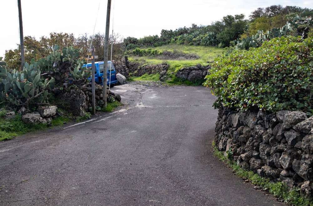 Hiking trail on small, barely frequented roads