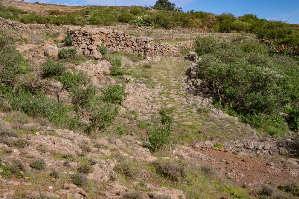 Hiking trail San Andrés - Isora over old cobbled Caminos