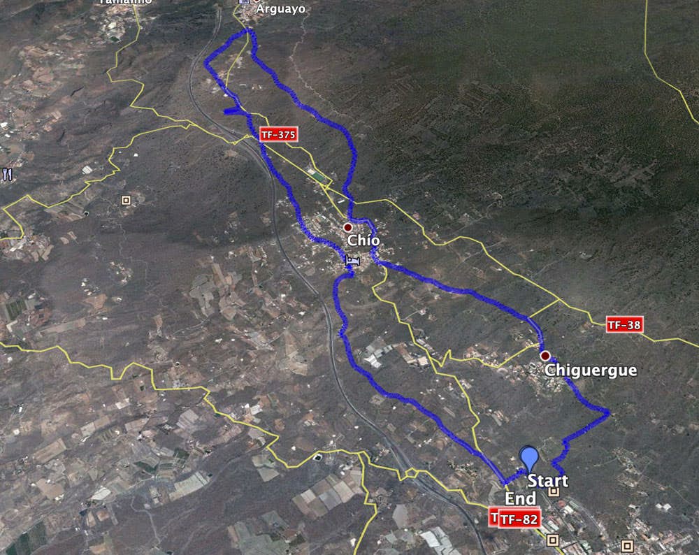 Track der Wanderung von Guía de Isora über Chío, Arguayo und Chiguergue