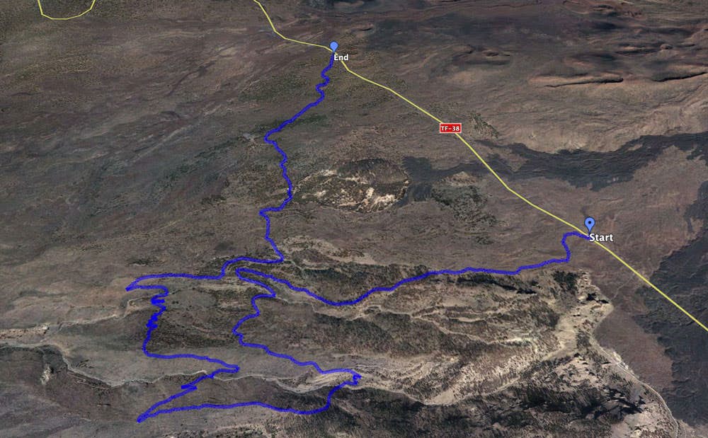 Track de la caminata alrededor de la Montaña de Chasogo