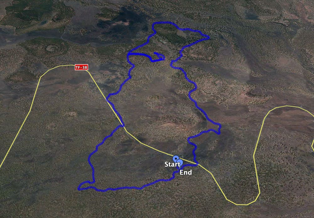 Track de la caminata alrededor de Montaña Cascajo y hacia Montaña Corredera