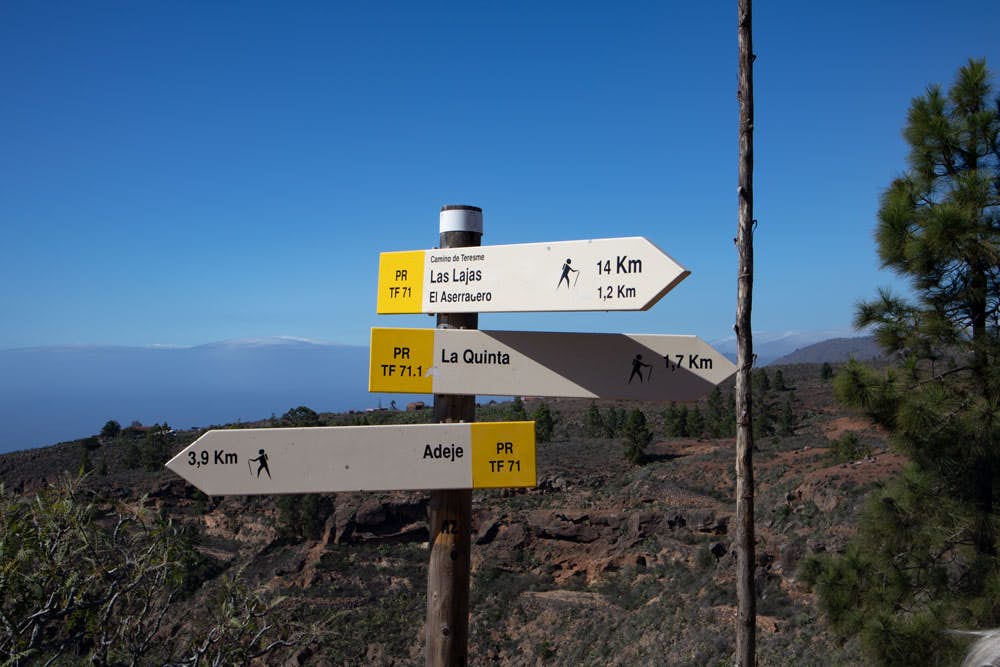 Wanderzeichen - Rückweg nach La Quinta auf dem PR TF 71