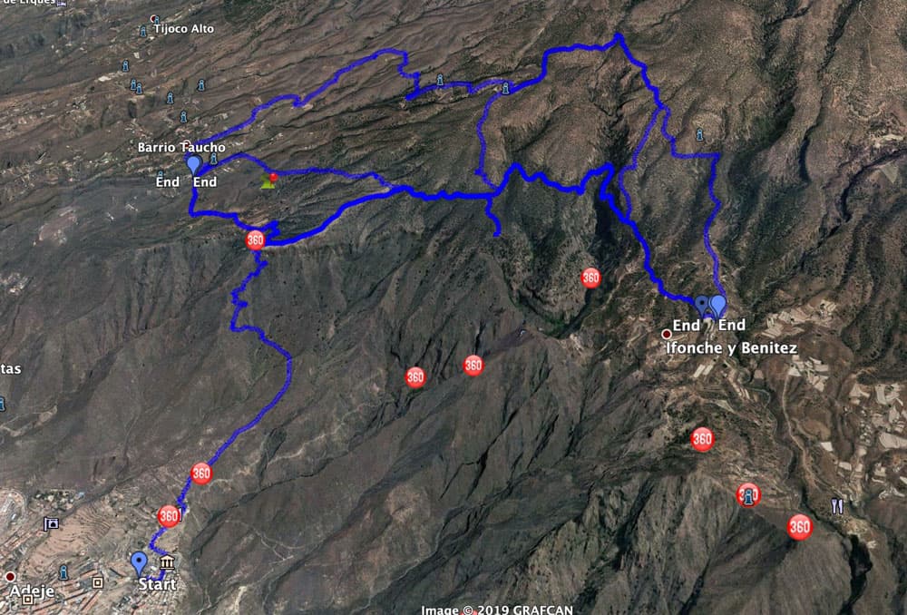 Track of the great circular walk La Quinta and many variants to combine