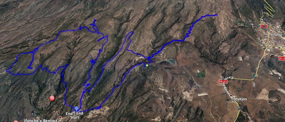 Track of the Ifonche hike towards Vilaflor and the neighbouring Great Circle from Ifonche
