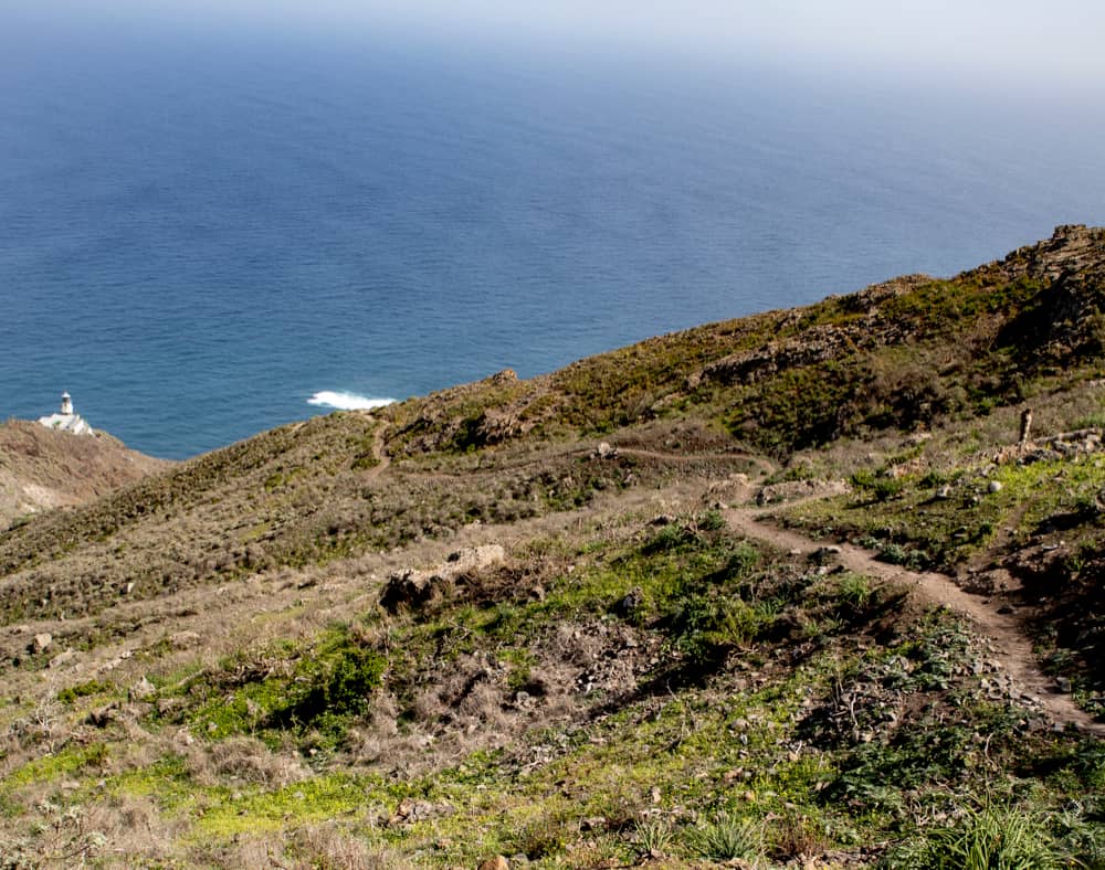 Hiking trail down to the lighthouse Faro de Anaga