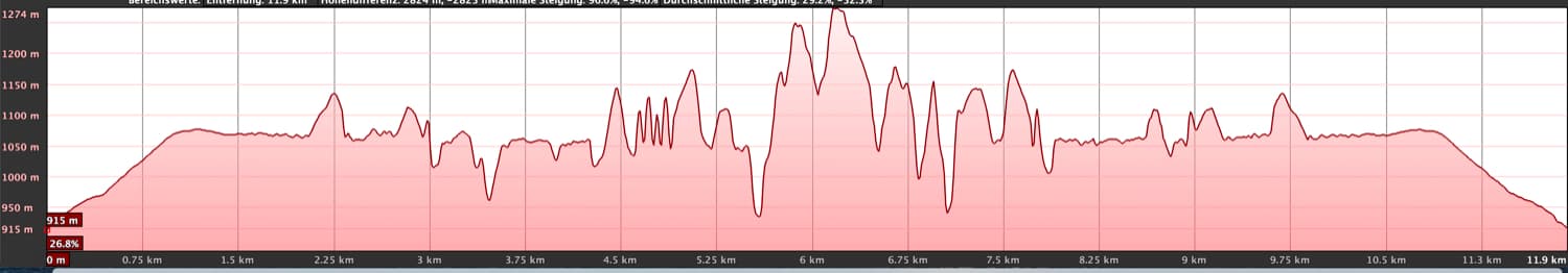 elevation profile ventanas de Güímar (there and back)