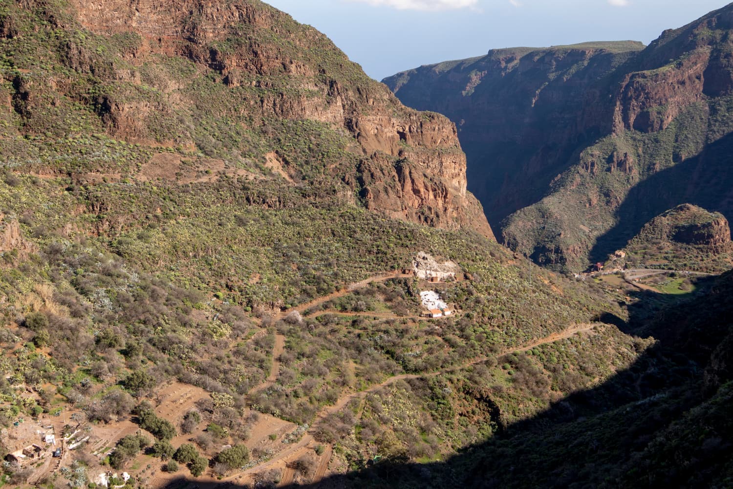 Blick zum Ausgangspunkt im Barranco de Guayadeque
