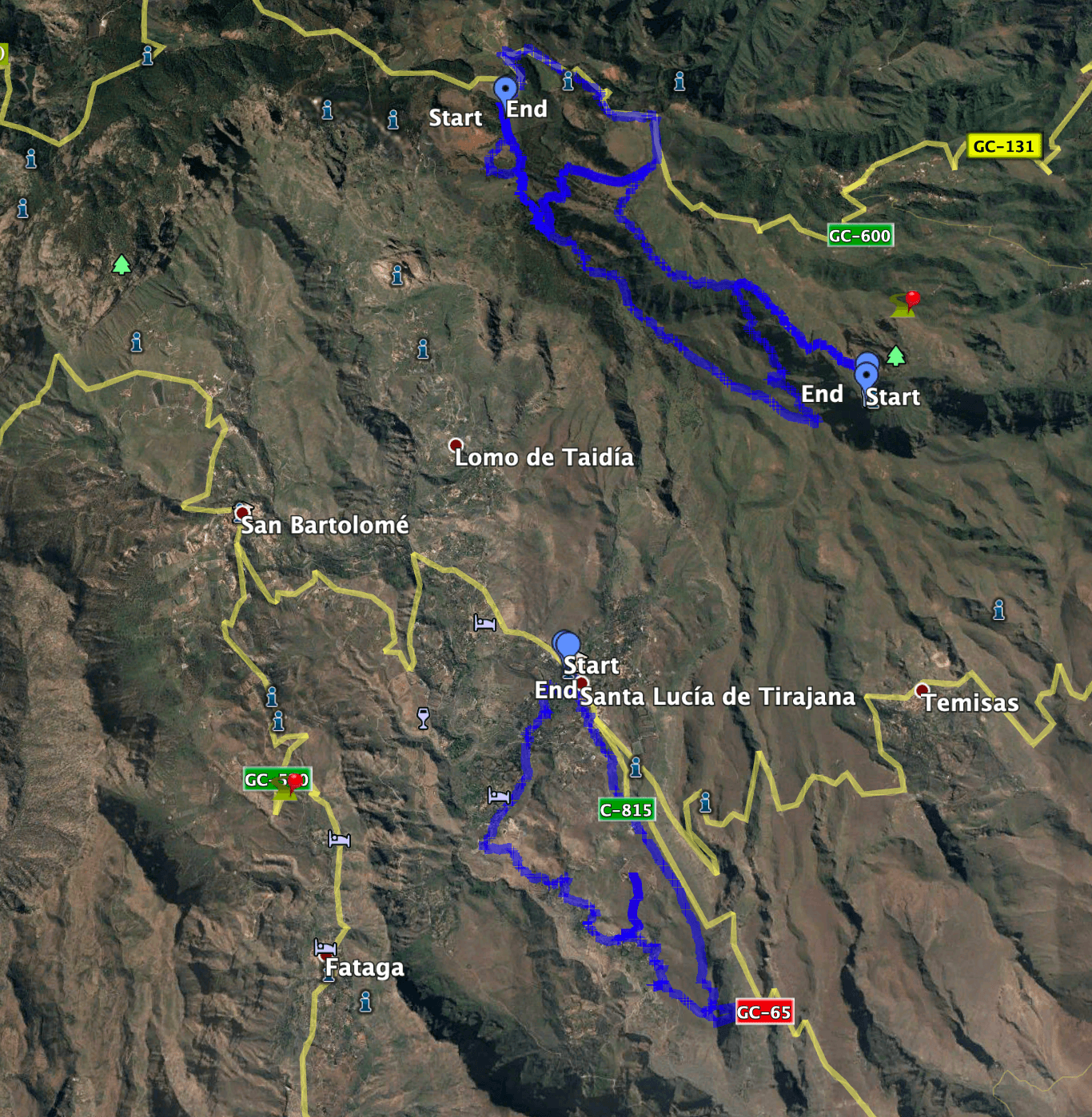Santa Lucia - Tracks der Wanderungen La Fortaleza ud Barranco Guayadeque