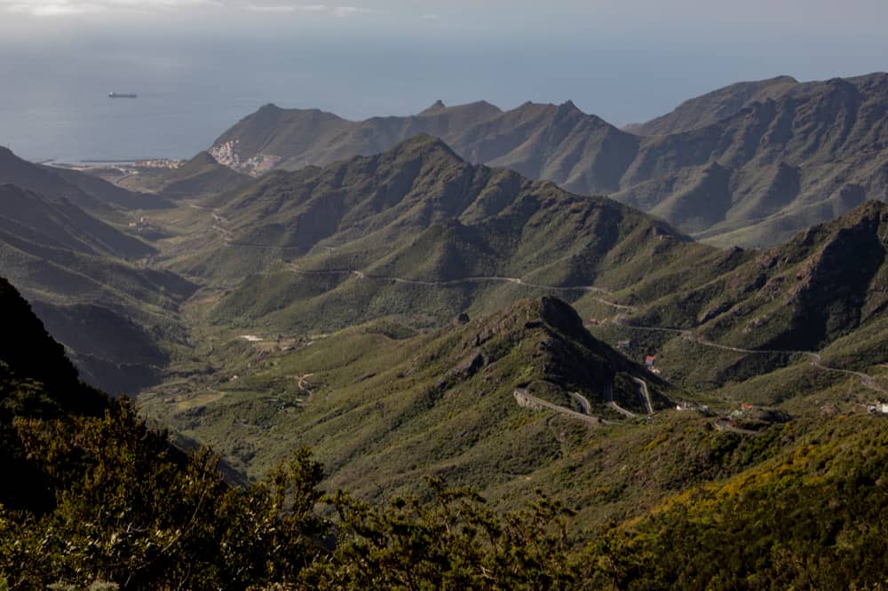 View down into the canyons and to the coast