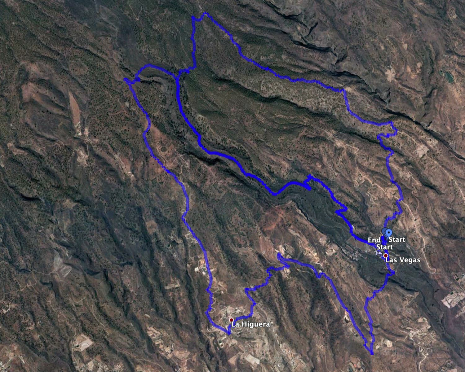 Tracks of the hike Las Vegas (right) and La Higuera (left)