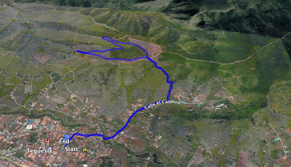Track der kleinen Wanderung auf die Mesa de Tejina