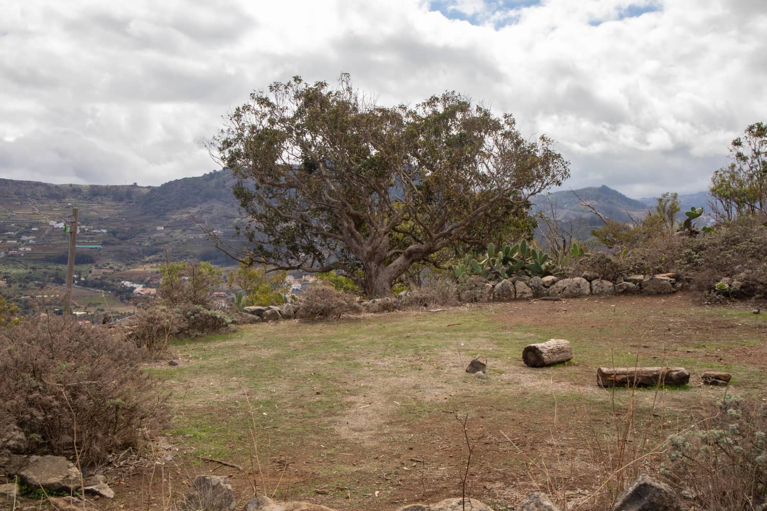 Plaza rodeada de piedras bajo la Mesa de Tejina