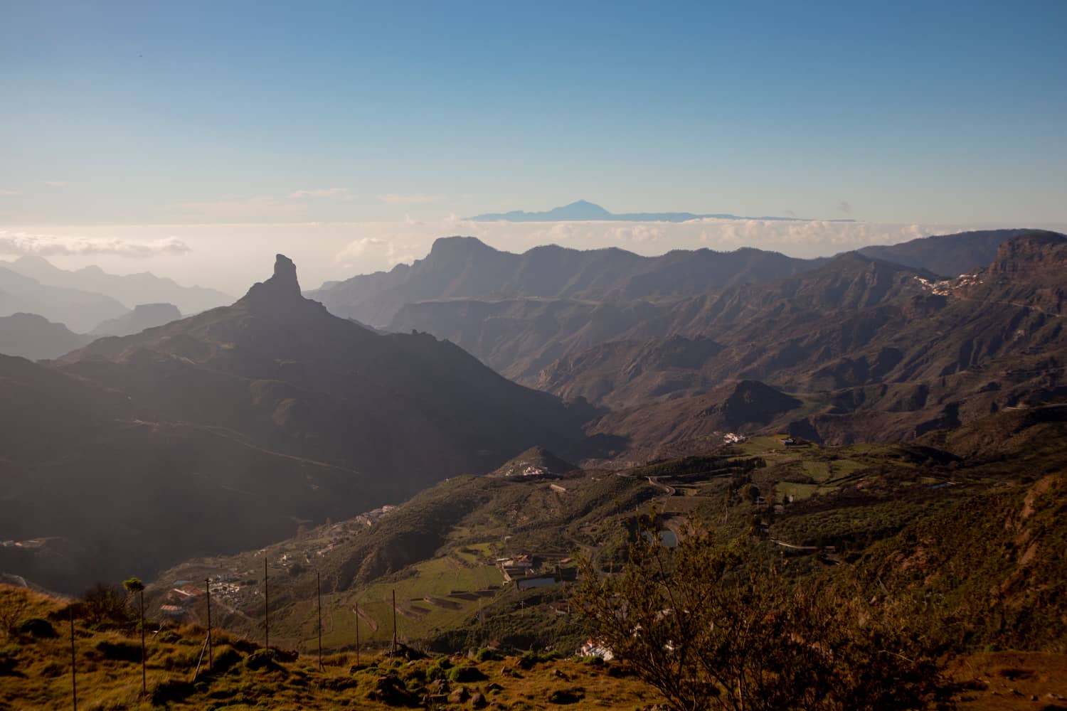 Roque Nublo with Tenerife and Teide