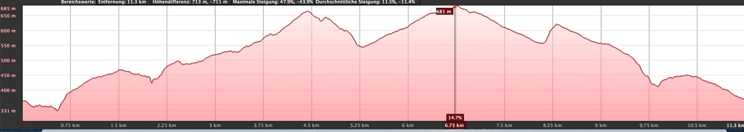 Elevation profile of the Arico Nuevohike