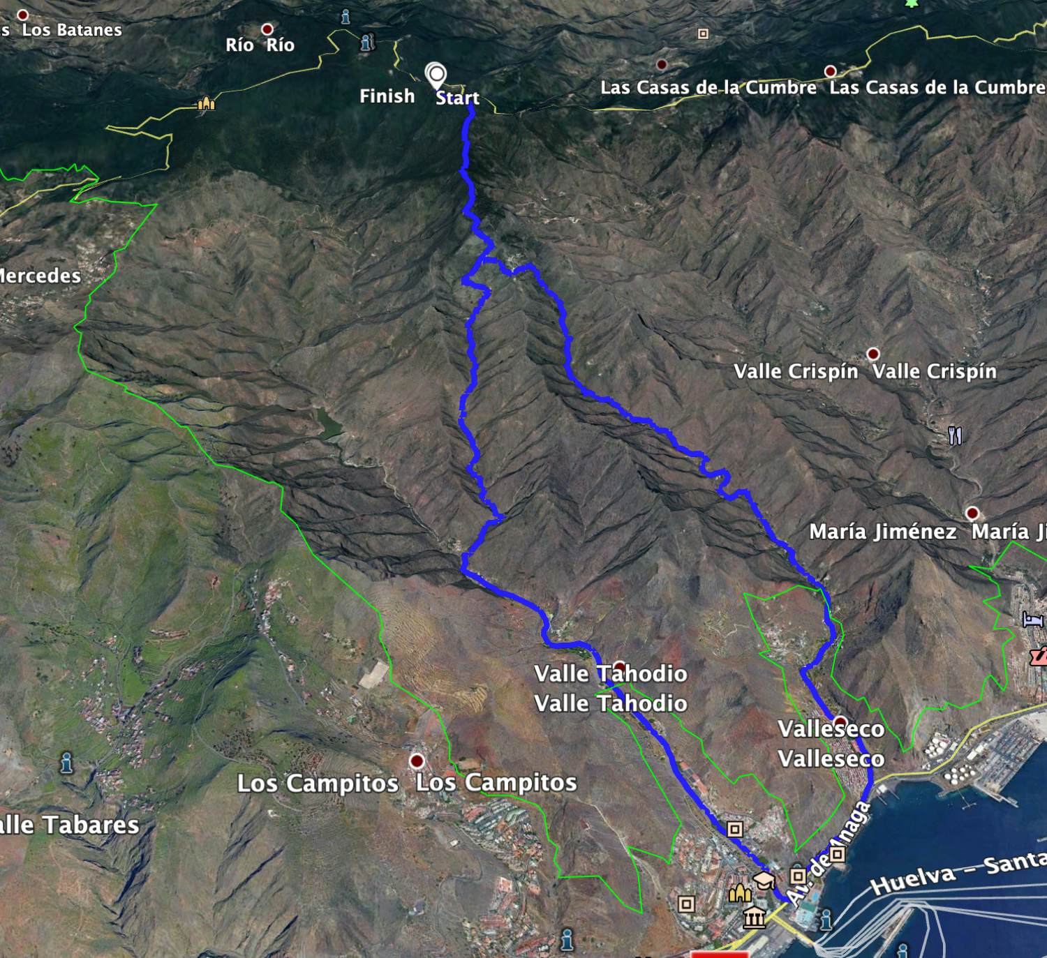 Track of the hike Pico del Ingles - Santa Cruz de Tenerife