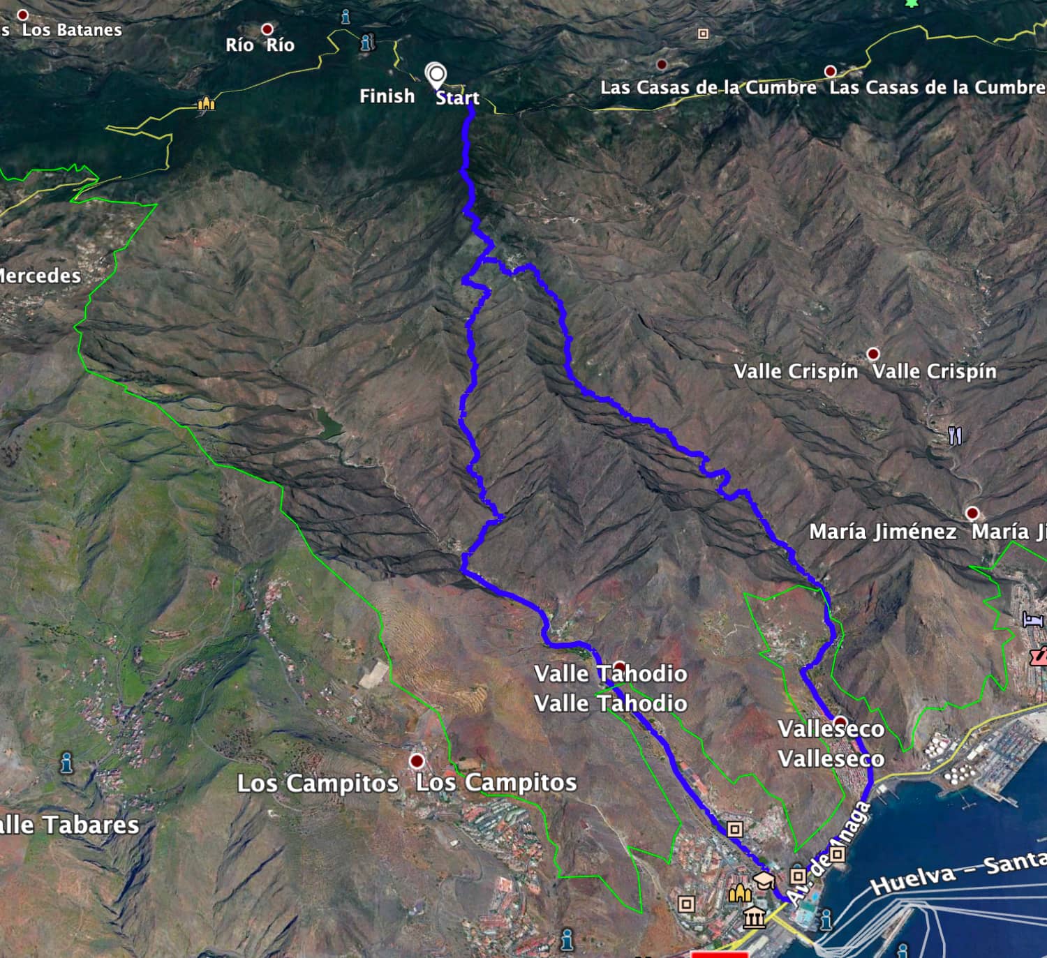 Track of the hike Pico del Ingles - Santa Cruz de Tenerife