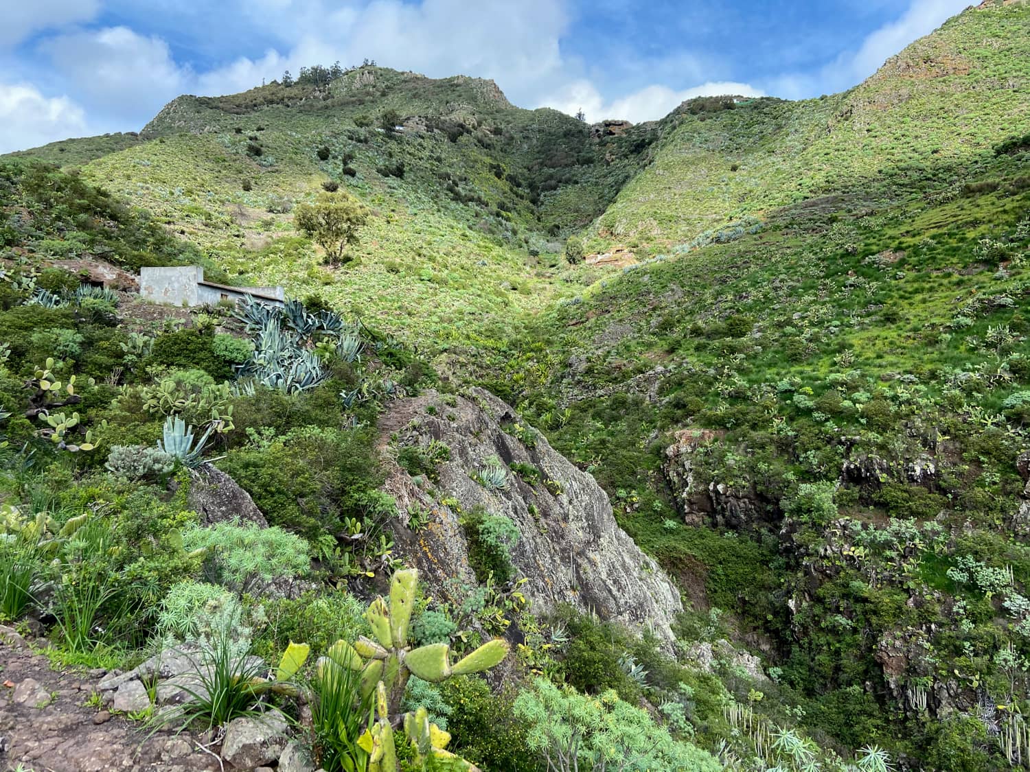 Ruta de senderismo cuesta arriba en el Barranco de Valle Luis